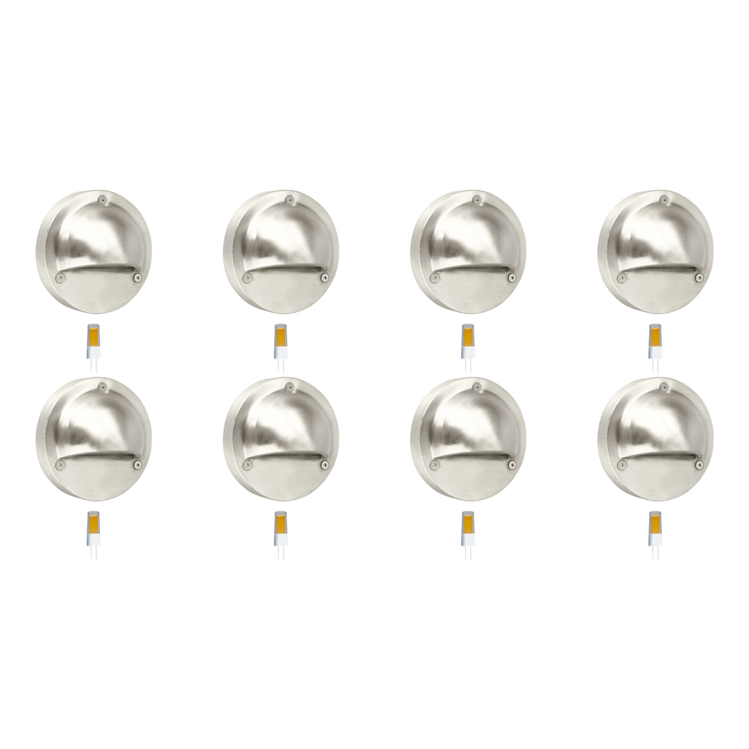 STS09 4x/8x/12x Package LED Round Stainless Steel Deck Light Surface Mount Low Voltage Landscape Lighting 3W 3000K Bulb
