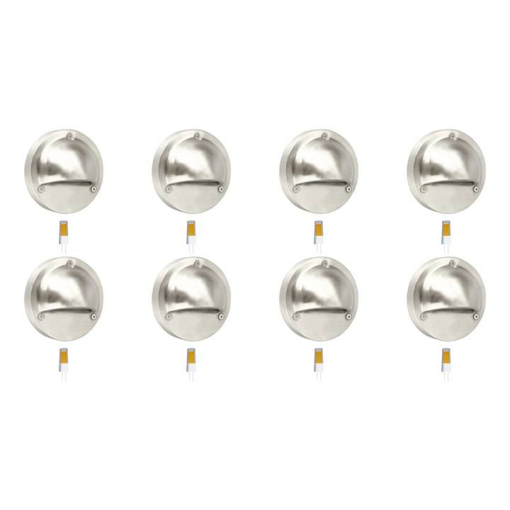 STS09 4x/8x/12x Package LED Round Stainless Steel Deck Light Surface Mount Low Voltage Landscape Lighting 3W 3000K Bulb
