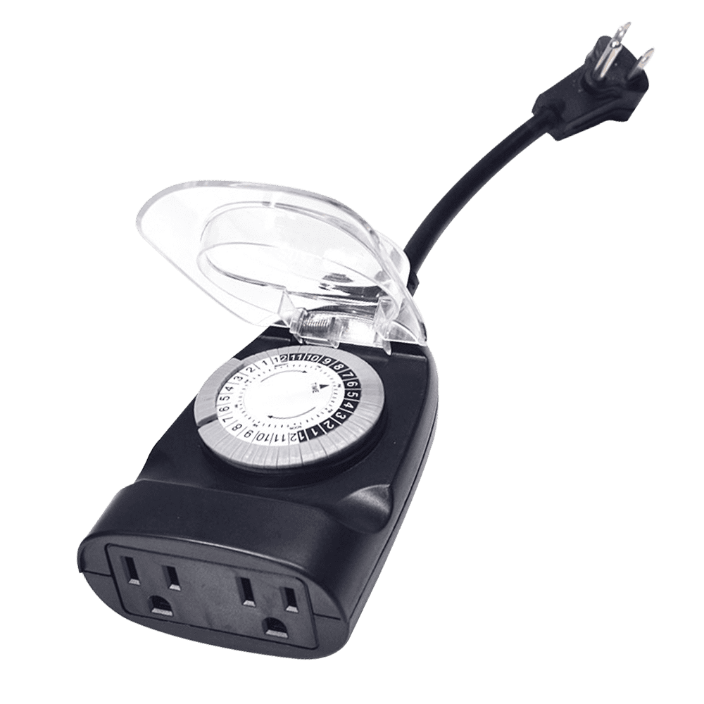 TM01 Outdoor Plug In Timer | IP65 Waterproof Mechanical Clock for Garden Lights 24 Hour - Sun Bright Lighting