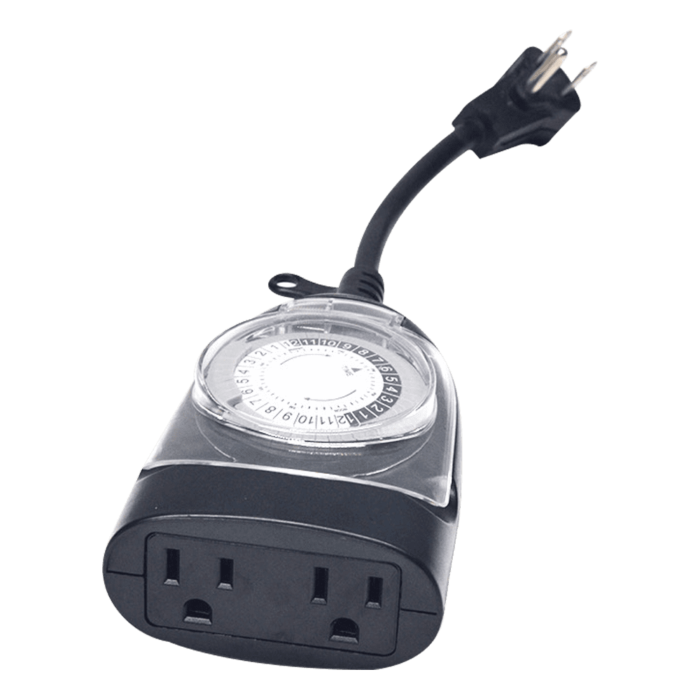 Smart Electrician 24Hr Photocell Outdoor Water Resistant 2 Outlet Plug-in  Timer
