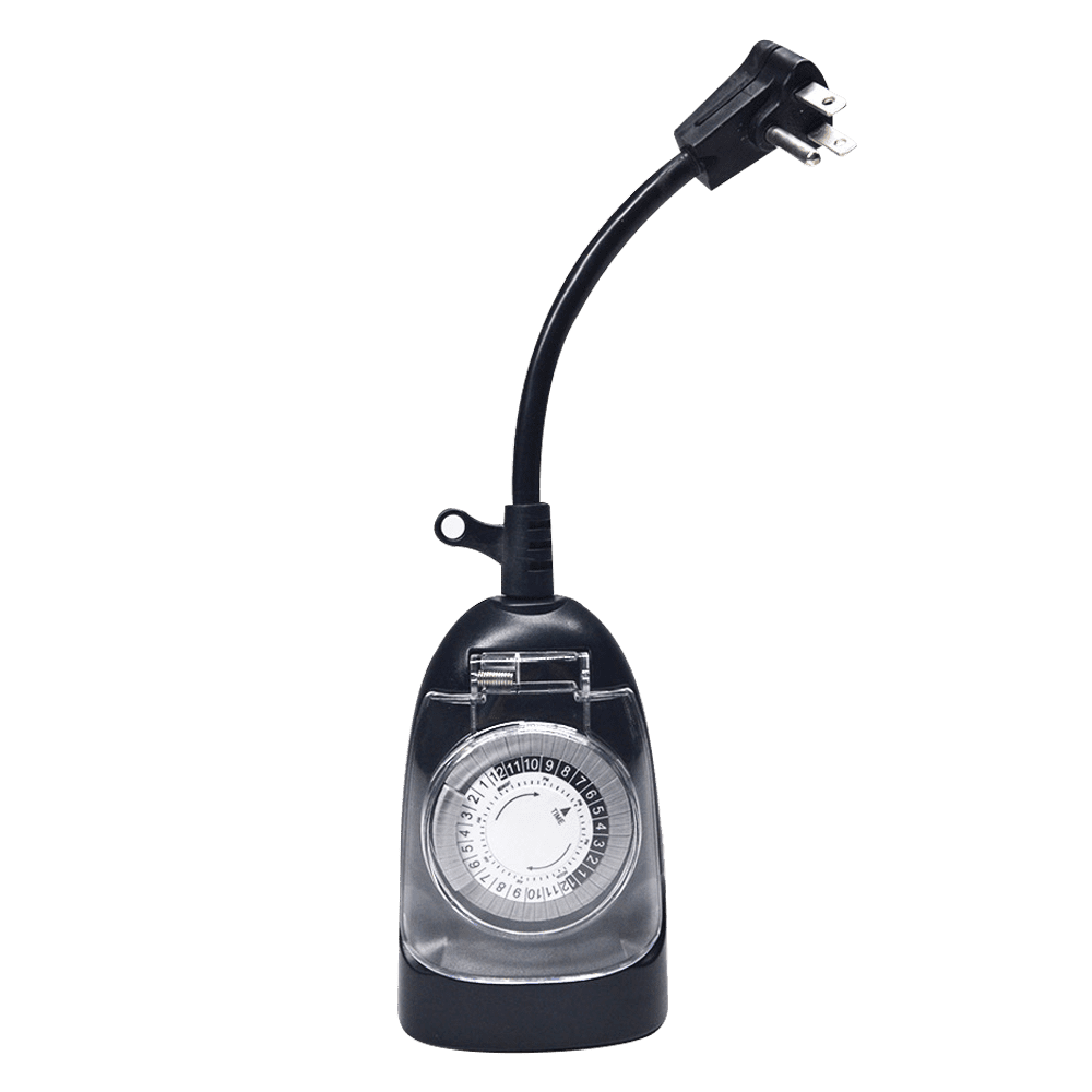 TM01 Outdoor Plug In Timer | IP65 Waterproof Mechanical Clock for Garden Lights 24 Hour - Sun Bright Lighting