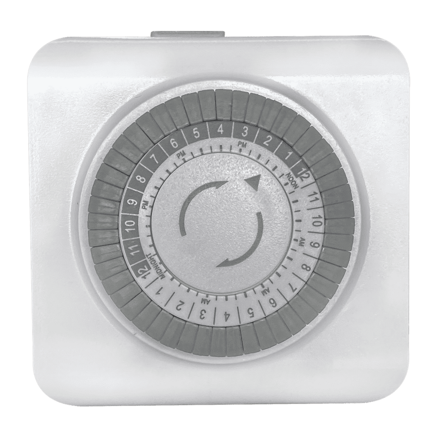 TM02 Indoor Plug In Timer | Mechanical Clock for Garden Lights Transformers 24 Hour - Sun Bright Lighting