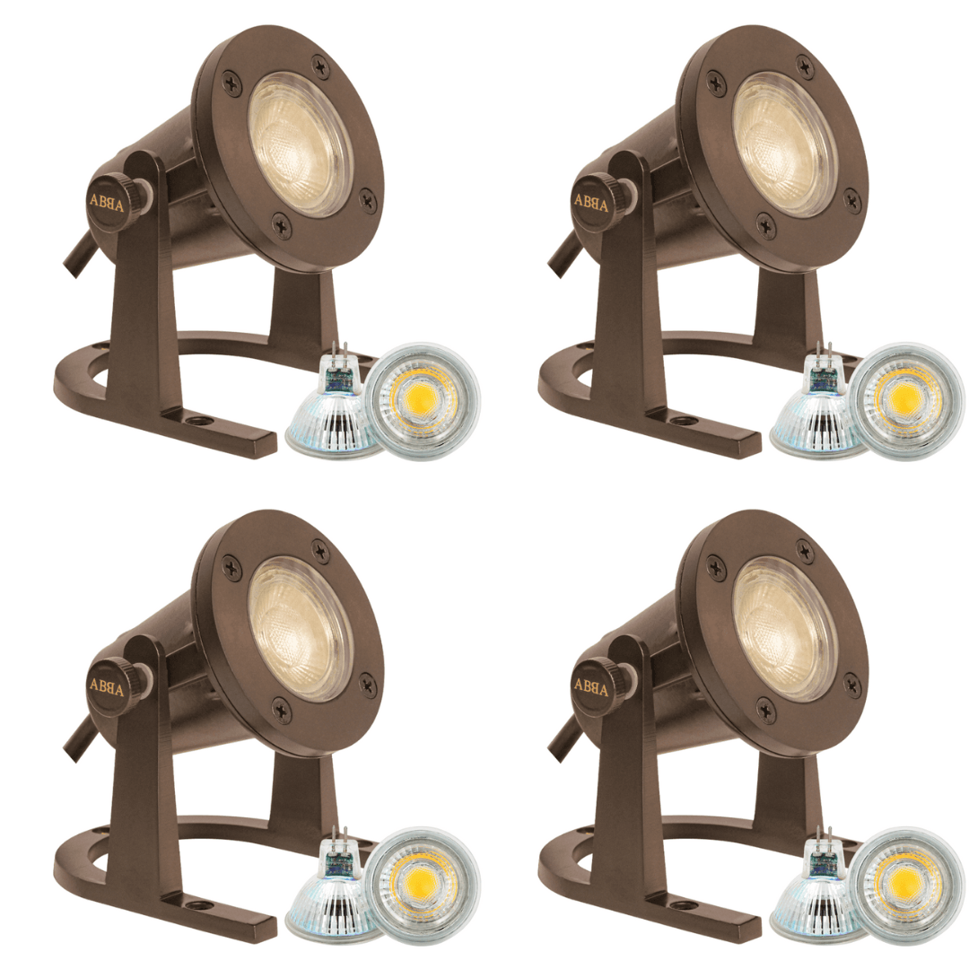 ULB01 4x/8x/12x Package 12V Low Voltage Underwater Brass LED Fountain Pond Lighting with 5W 3000K Bulb
