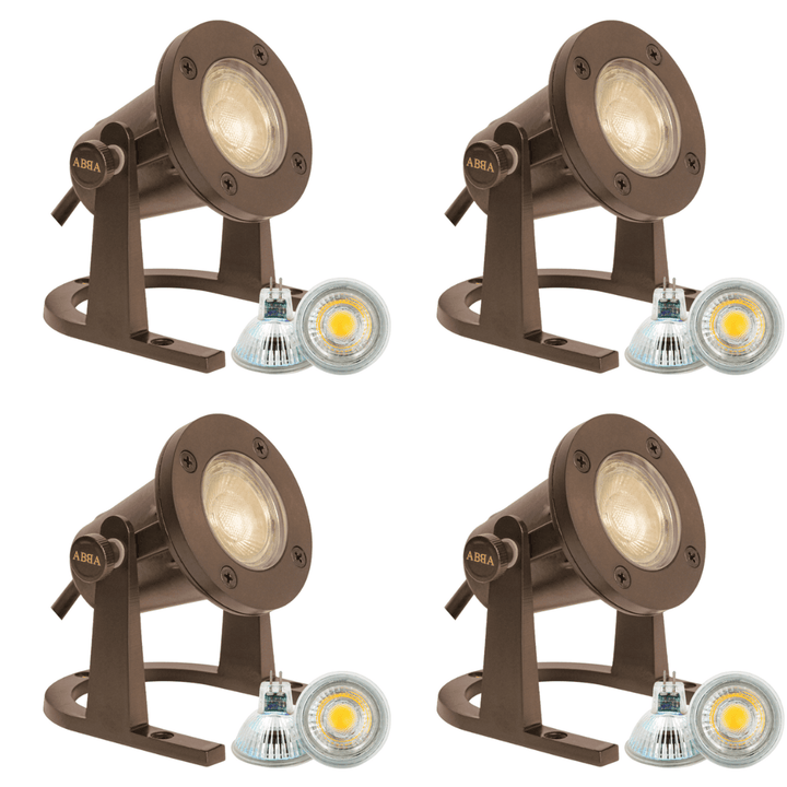 ULB01 4x/8x/12x Package 12V Low Voltage Underwater Brass LED Fountain Pond Lighting with 5W 3000K Bulb