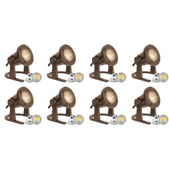 ULB01 4x/8x/12x Package 12V Low Voltage Underwater Brass LED Fountain Pond Lighting with 5W 3000K Bulb