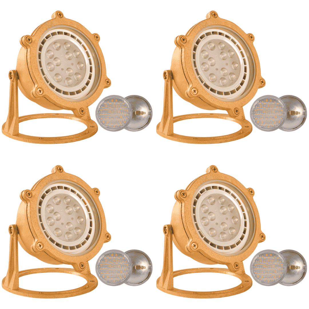 ULB02 4x/8x/12x Package Cast Brass PAR36 LED Low Voltage Underwater Pond Light IP68 Waterproof 10W 160° 3000K Bulb