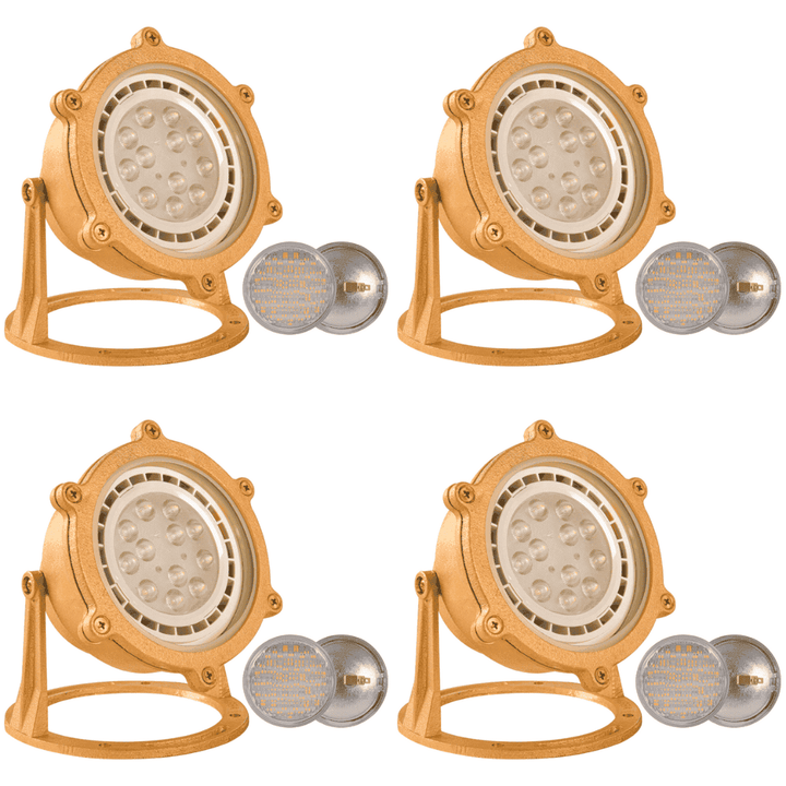 ULB02 4x/8x/12x Package Cast Brass PAR36 LED Low Voltage Underwater Pond Light IP68 Waterproof 10W 160° 3000K Bulb