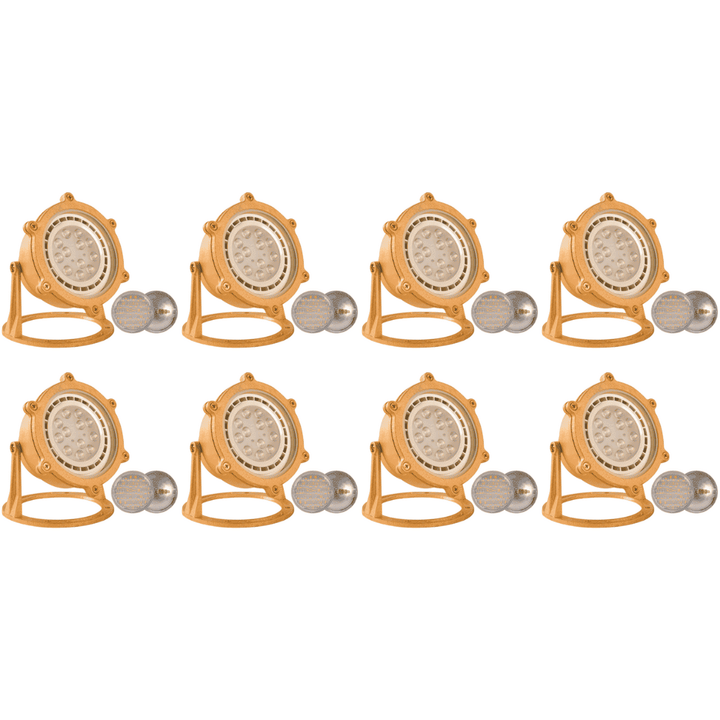 ULB02 4x/8x/12x Package Cast Brass PAR36 LED Low Voltage Underwater Pond Light IP68 Waterproof 10W 160° 3000K Bulb