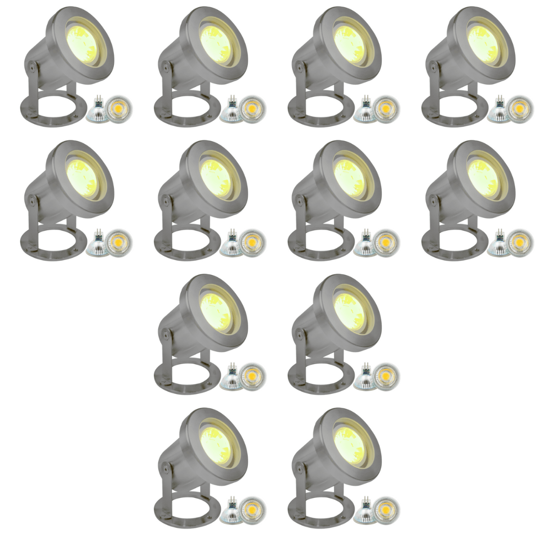ULB03 4x/8x/12x Package Stainless Steel Underwater Landscape LED Fountain Light Pond Lighting with 5W 3000K Bulb