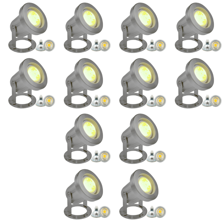 ULB03 4x/8x/12x Package Stainless Steel Underwater Landscape LED Fountain Light Pond Lighting with 5W 3000K Bulb