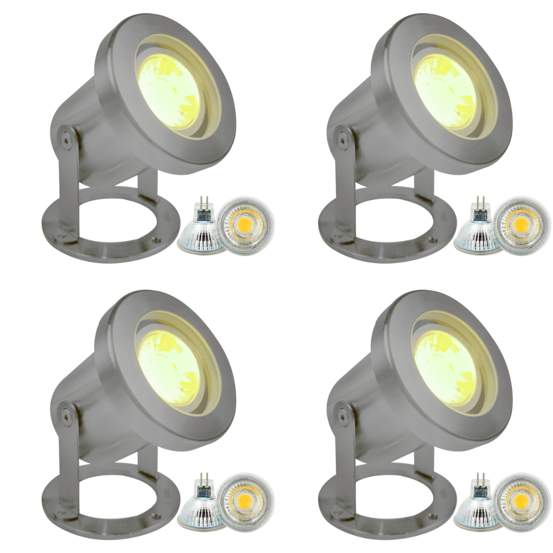 ULB03 4x/8x/12x Package Stainless Steel Underwater Landscape LED Fountain Light Pond Lighting with 5W 3000K Bulb