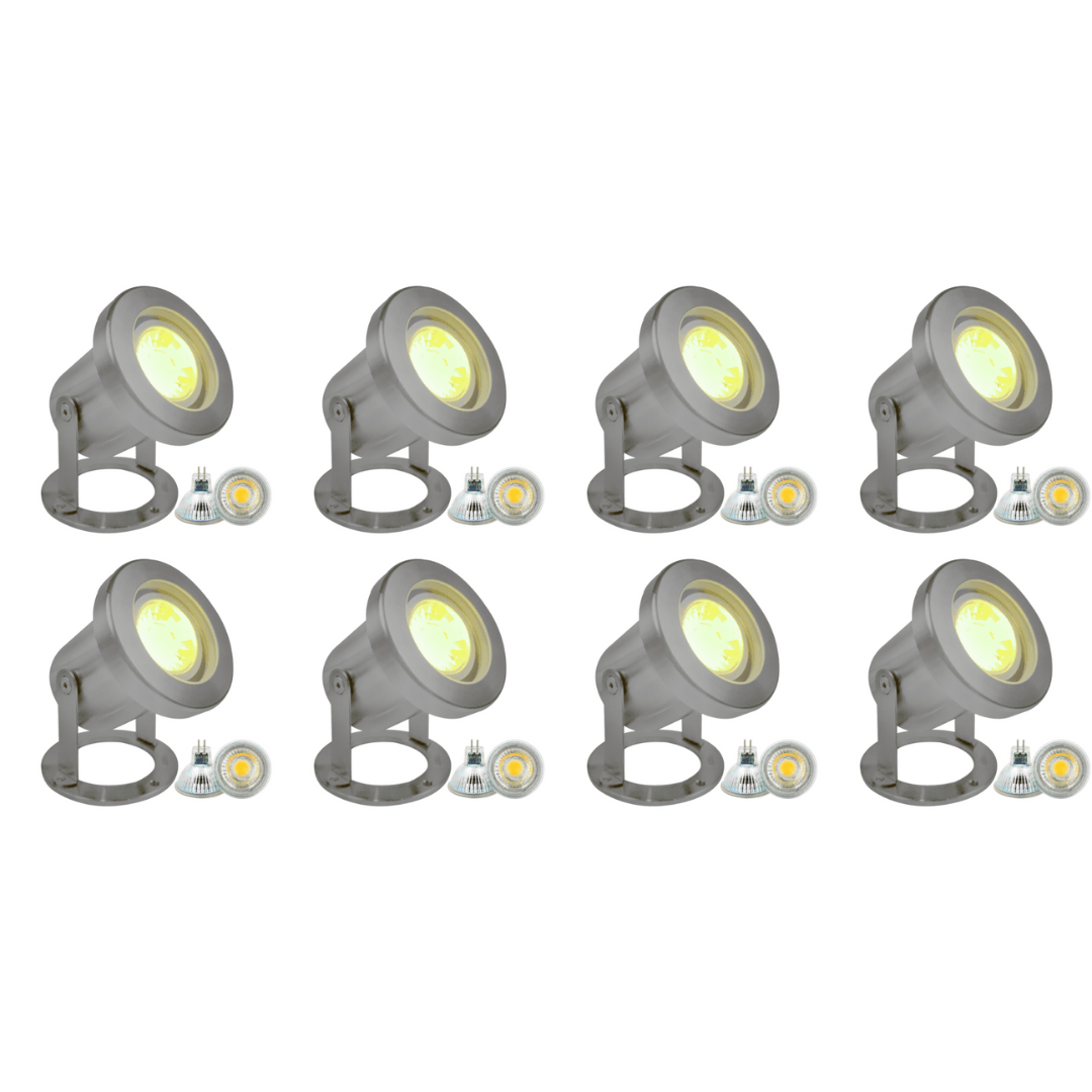 ULB03 4x/8x/12x Package Stainless Steel Underwater Landscape LED Fountain Light Pond Lighting with 5W 3000K Bulb