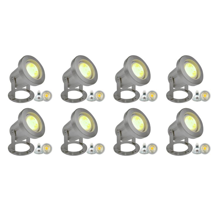 ULB03 4x/8x/12x Package Stainless Steel Underwater Landscape LED Fountain Light Pond Lighting with 5W 3000K Bulb