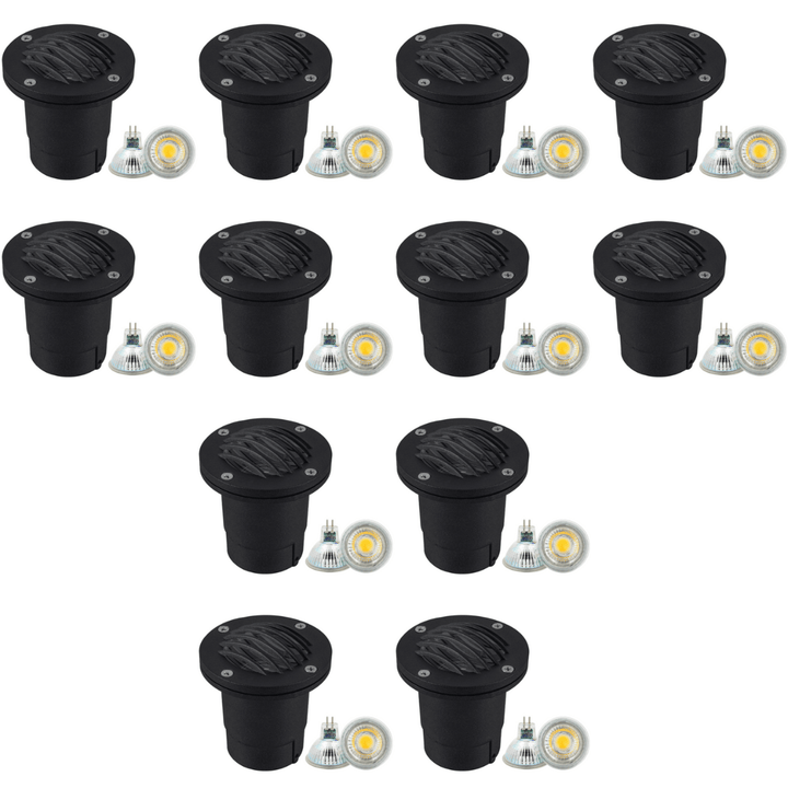 UNA06 4x/8x/12x Package Cast Aluminum Low Voltage Round Grill LED In-ground Well Light IP65 Waterproof with 5W 3000K Bulb
