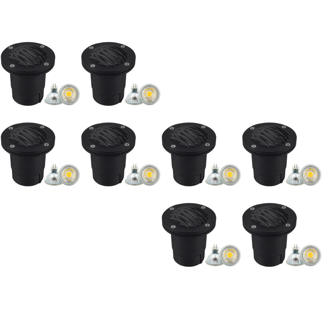 UNA06 4x/8x/12x Package Cast Aluminum Low Voltage Round Grill LED In-ground Well Light IP65 Waterproof with 5W 3000K Bulb