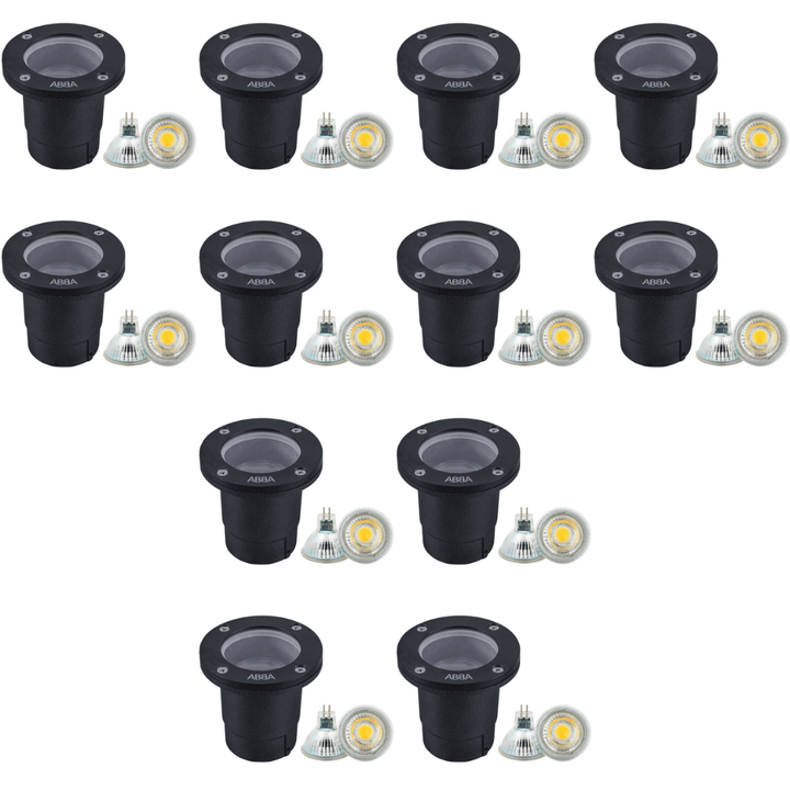 UNA07 4x/8x/12x Package Cast Aluminum Low Voltage Round LED In-ground Well Light IP65 Waterproof with 5W 3000K Bulb