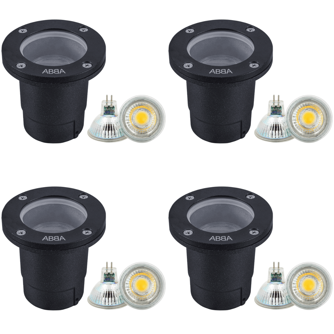 UNA07 4x/8x/12x Package Cast Aluminum Low Voltage Round LED In-ground Well Light IP65 Waterproof 5W 3000K Bulb