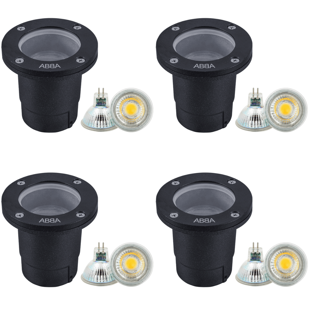 UNA07 4x/8x/12x Package Cast Aluminum Low Voltage Round LED In-ground Well Light IP65 Waterproof with 5W 3000K Bulb