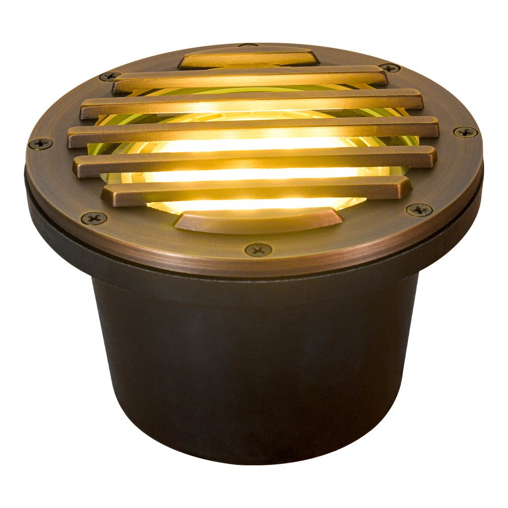 UNB01 Cast Brass In-Ground Well Light | Lamp Ready Low Voltage Landscape Light - Sun Bright Lighting