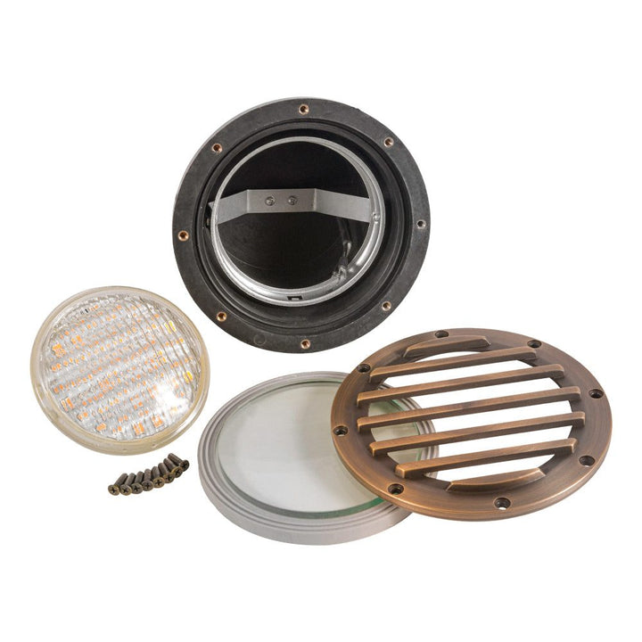 UNB01 Cast Brass In-Ground Well Light | Lamp Ready Low Voltage Landscape Light - Sun Bright Lighting