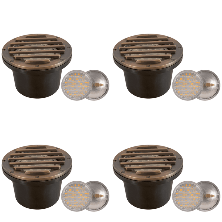 UNB01 4x/8x/12x Package Cast Brass Low Voltage Grille Commercial PAR36 LED In-ground Well Light IP65 Waterproof 10W 3000K Bulb