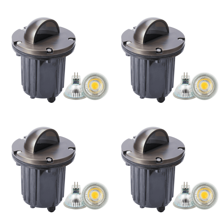 UNB02 4x/8x/12x Package Cast Brass Low Voltage Half Moon Round LED In-ground Well Light IP65 Waterproof 5W 3000K Bulb