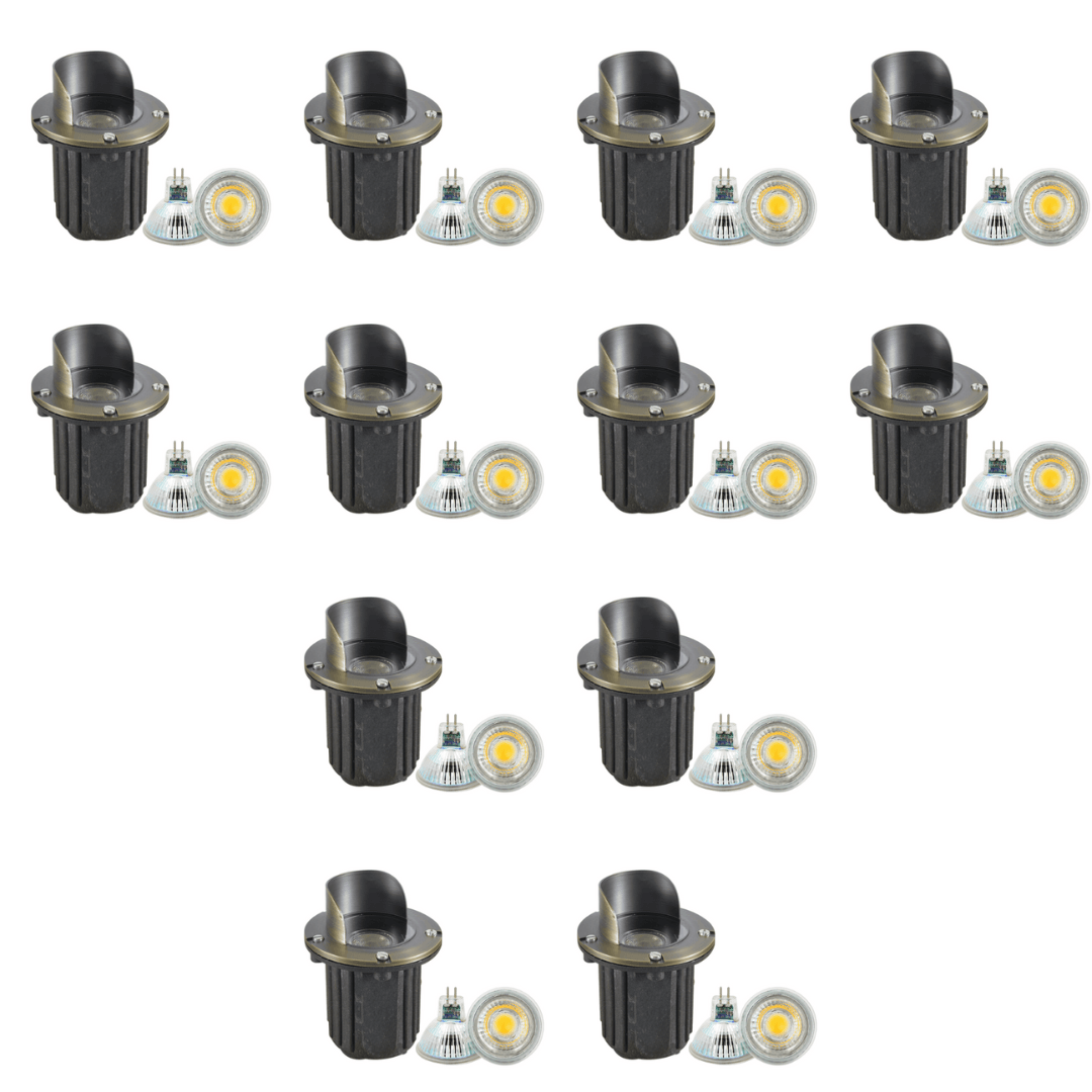 UNB03 4x/8x/12x Package Cast Brass Low Voltage Shielded LED In-ground Well Light IP65 Waterproof 5W 3000K Bulb