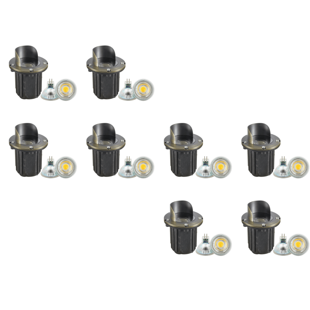 UNB03 4x/8x/12x Package Cast Brass Low Voltage Shielded LED In-ground Well Light IP65 Waterproof 5W 3000K Bulb