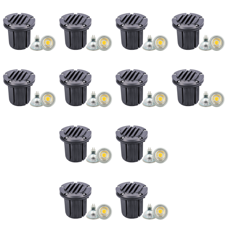 UNB06 4x/8x/12x Package Cast Brass Low Voltage Round Grill LED In-Ground Well Light IP65 Waterproof 5W 3000K Bulb