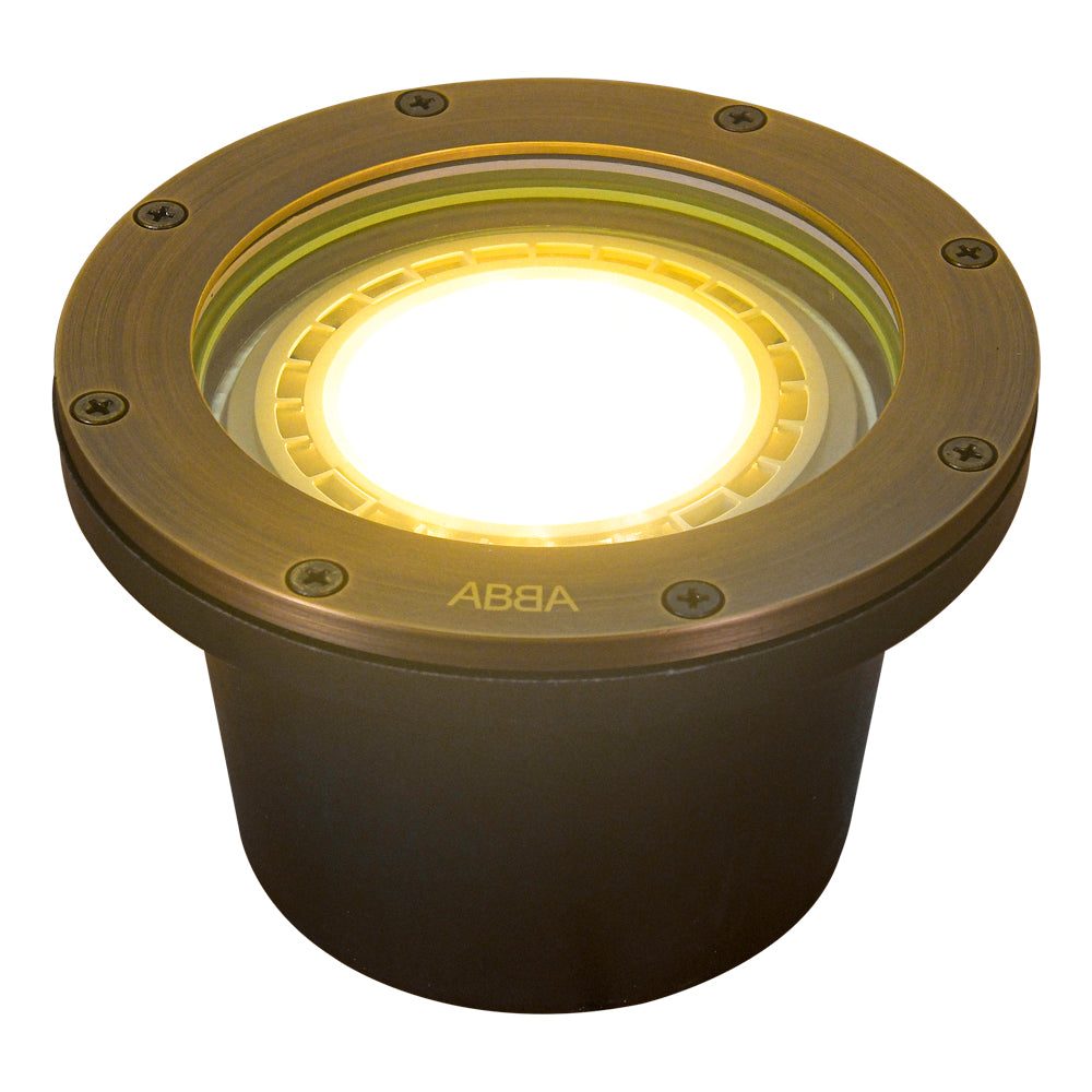 UNB08 Cast Brass In-Ground Well Light | Lamp Ready Low Voltage Landscape Light - Sun Bright Lighting