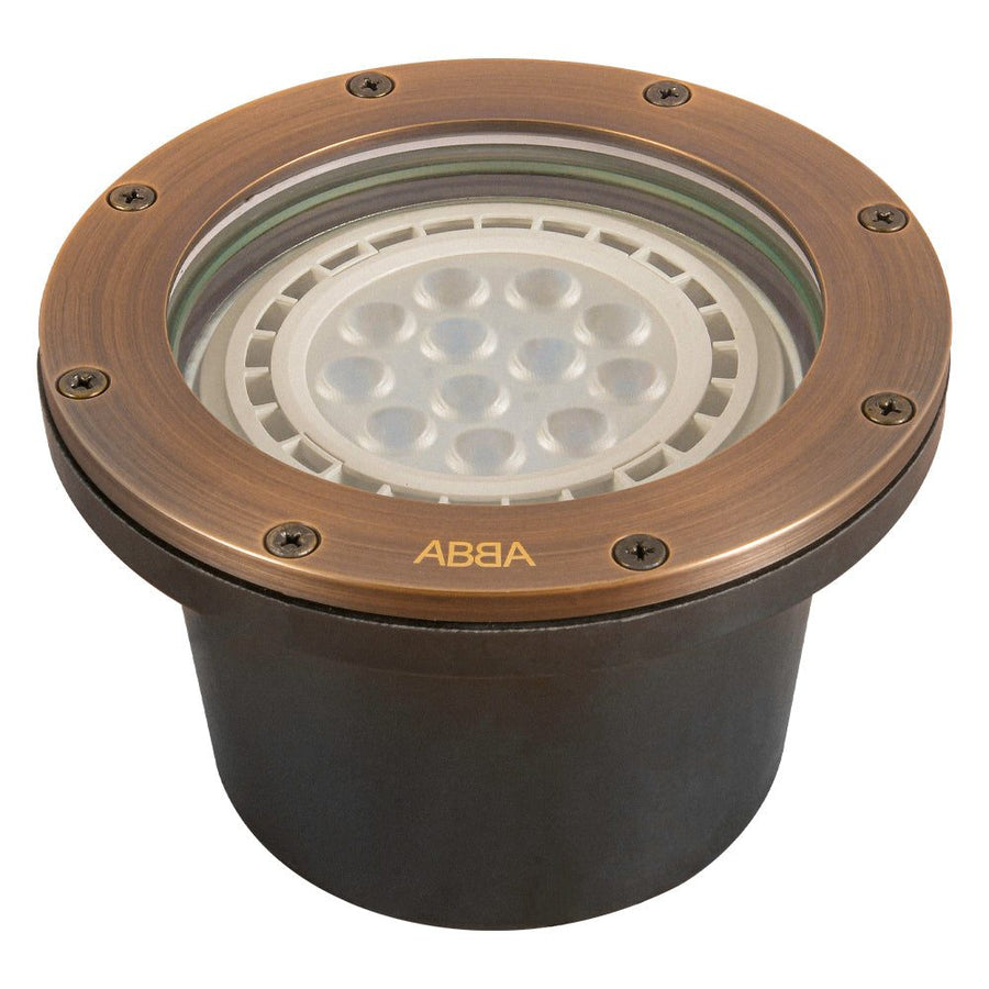 UNB08 Cast Brass In-Ground Well Light | Lamp Ready Low Voltage Landscape Light - Sun Bright Lighting