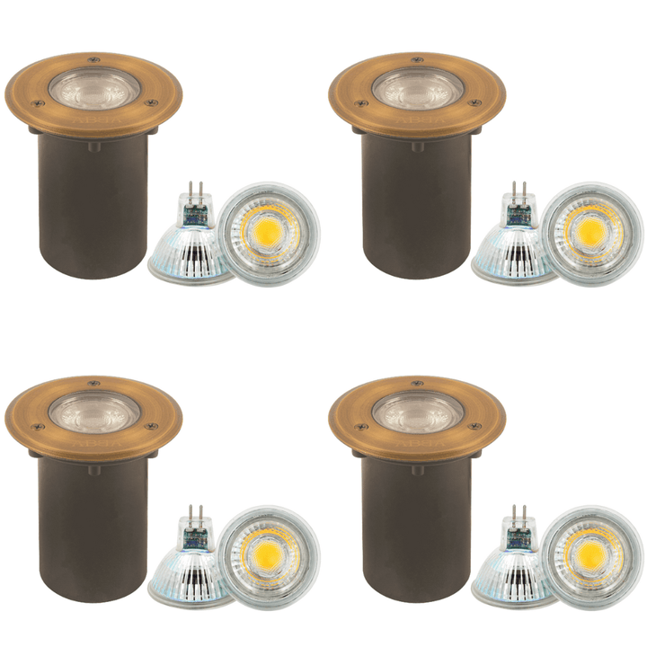 UNB12 4x/8x/12x Package Cast Brass Low Voltage Round LED In-ground Well Light IP65 Waterproof 5W 3000K Bulb