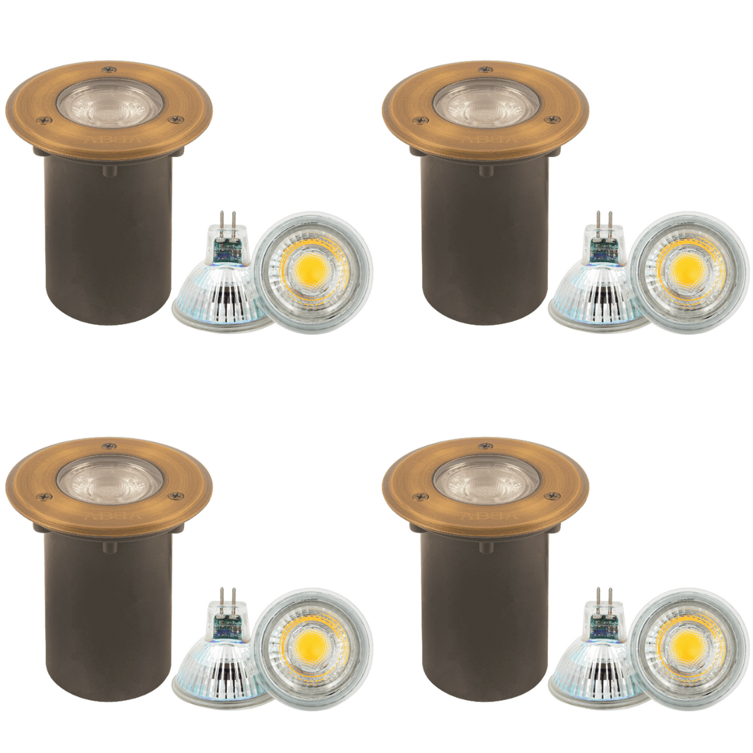 UNB12 4x/8x/12x Package Cast Brass Low Voltage Round LED In-ground Well Light IP65 Waterproof 5W 3000K Bulb