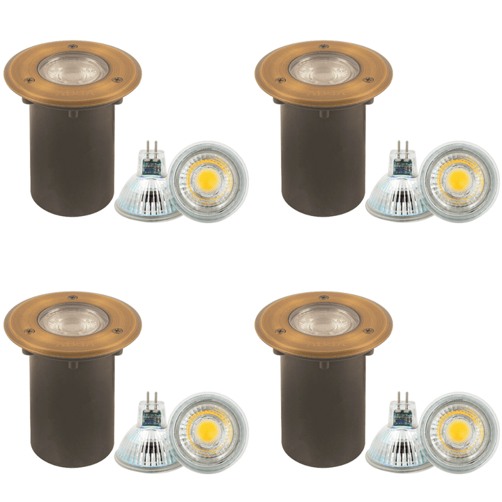 UNB12 4x/8x/12x Package Cast Brass Low Voltage Round LED In-ground Well Light IP65 Waterproof 5W 3000K Bulb