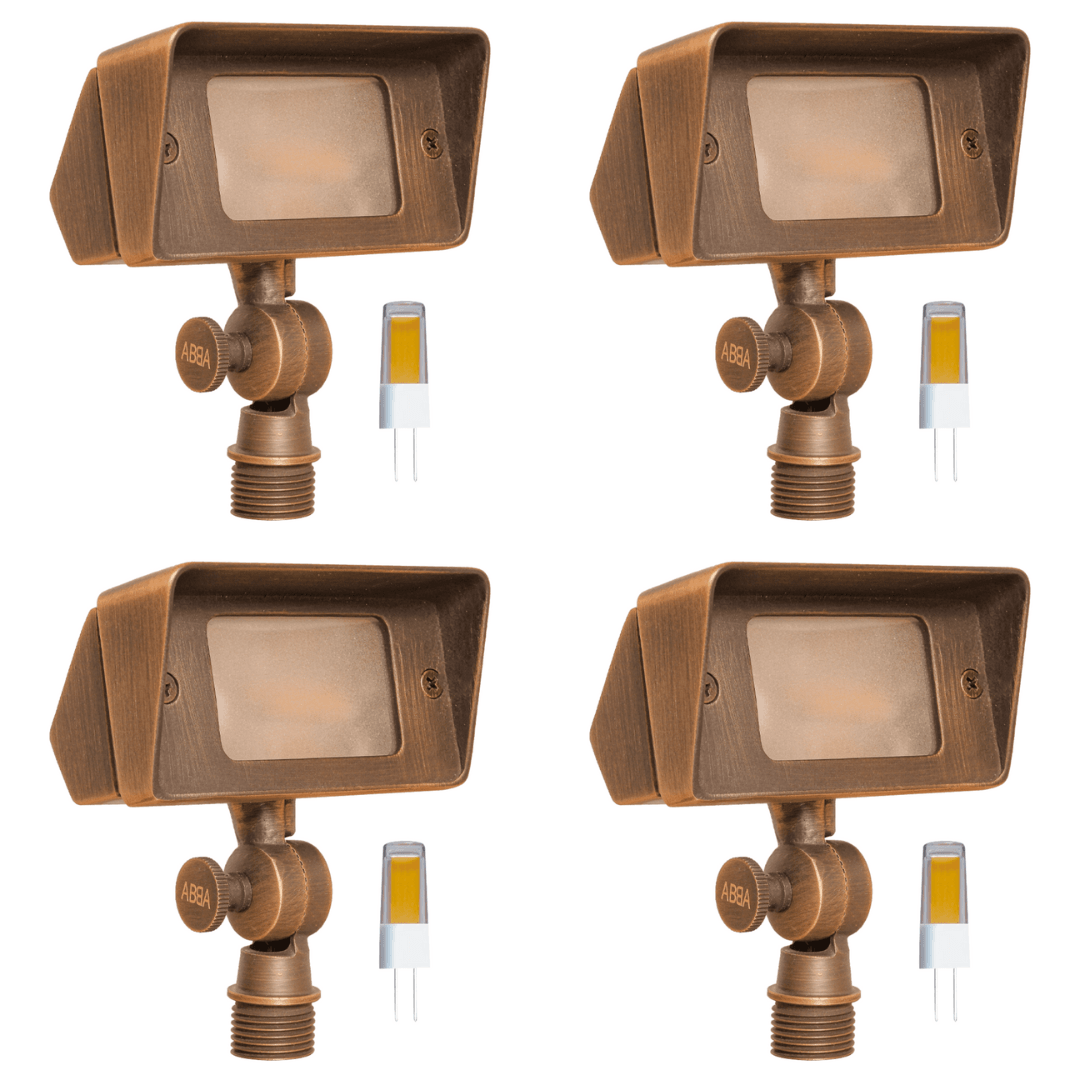FPB01 4x/8x/12x Package Brass Rectangular LED Directional Flood Light Adjustable Lighting 3W 3000K Bulb