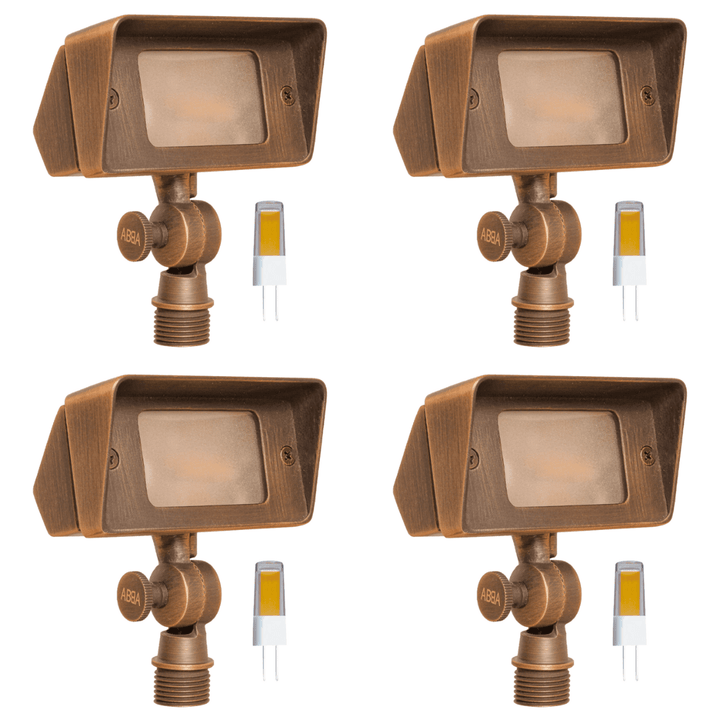 FPB01 4x/8x/12x Package Brass Rectangular LED Directional Flood Light Adjustable Lighting 3W 3000K Bulb