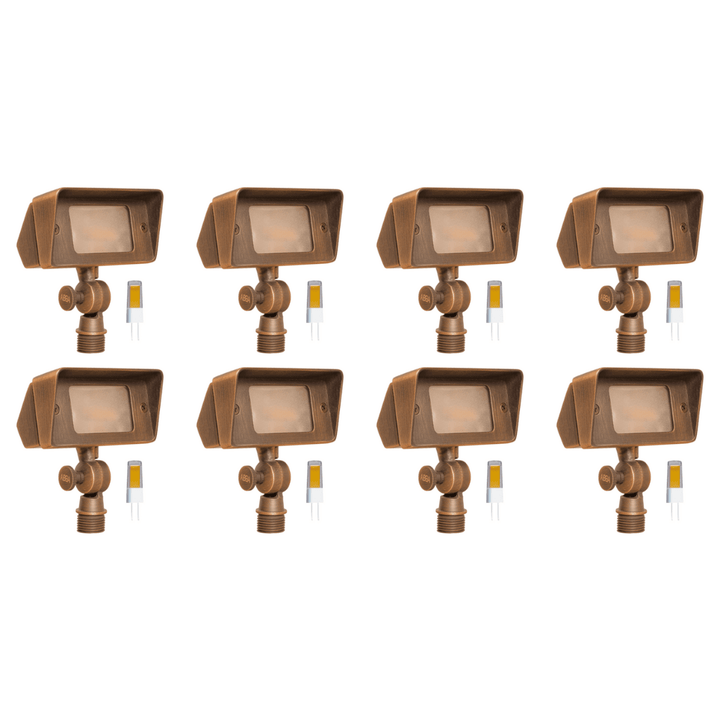 FPB01 4x/8x/12x Package Brass Rectangular LED Directional Flood Light Adjustable Lighting 3W 3000K Bulb