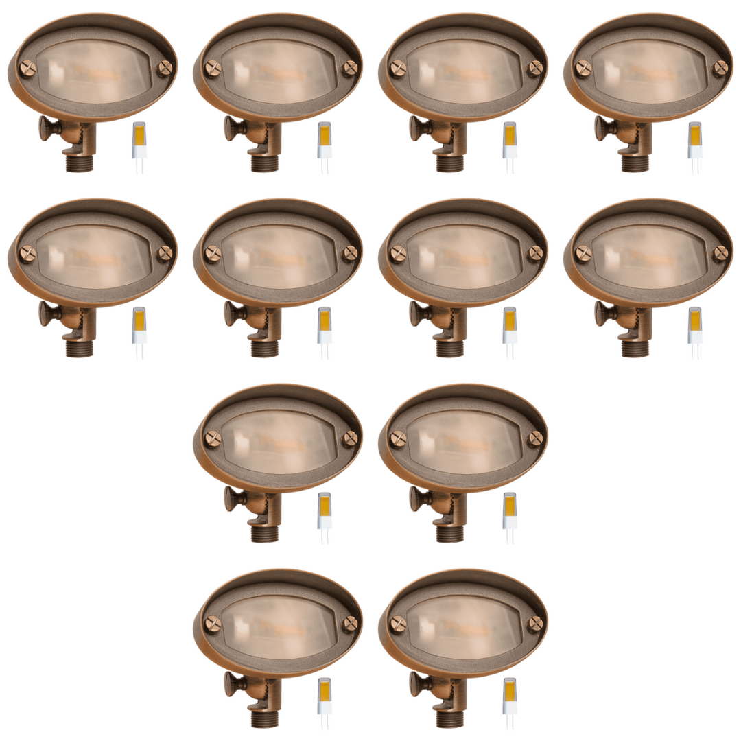 FPB03 4x/8x/12x Package Brass Oval LED Directional Flood Light Adjustable Lighting 3W 3000K Bulb