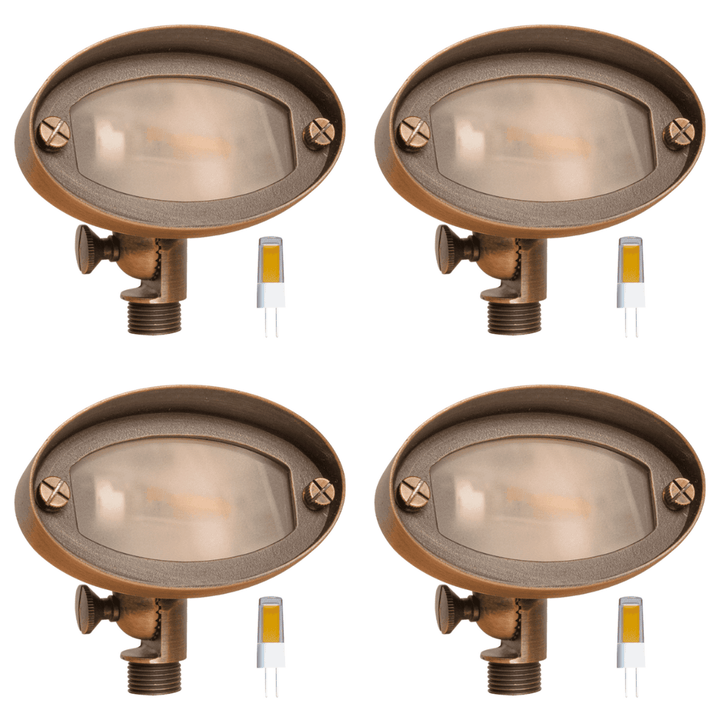 FPB03 4x/8x/12x Package Brass Oval LED Directional Flood Light Adjustable Lighting 3W 3000K Bulb