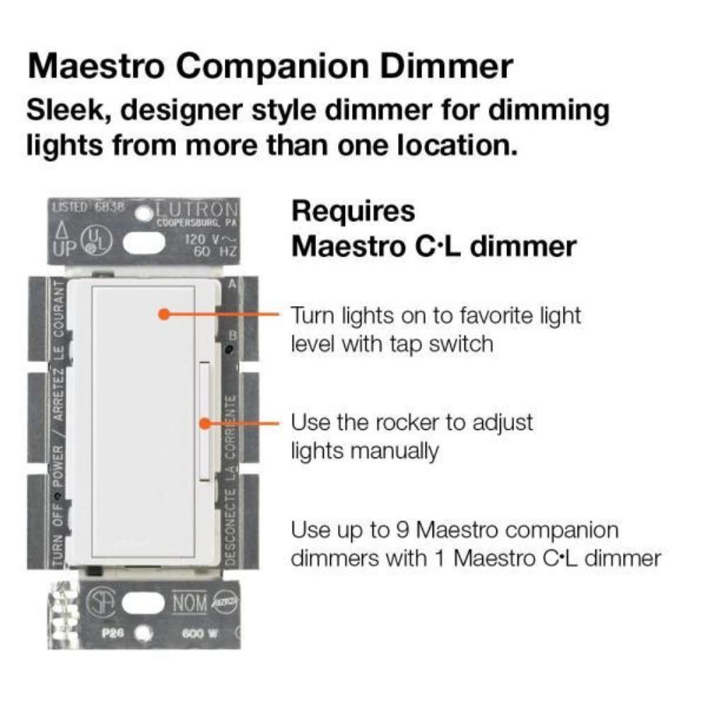 Lutron Maestro C.L Digital Dimmer Multi Location Switch Kit White Sun Bright Lighting