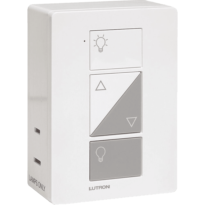 Lutron Caseta Wireless Smart Lighting Lamp Dimmer and Remote Kit, White.