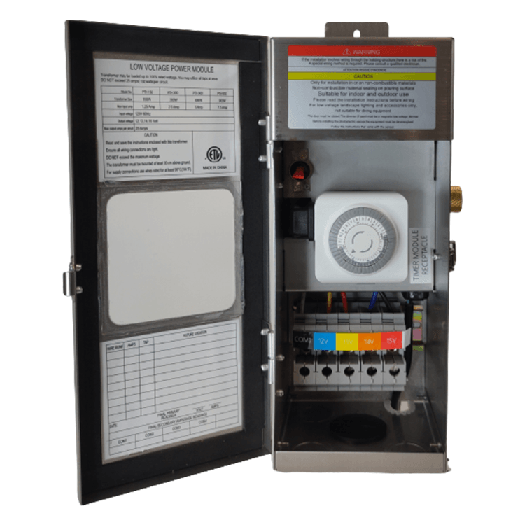 TSRPT150 150W Multi Tap Low Voltage Transformer with Photocell and Manual Dial Timer IP65 Waterproof